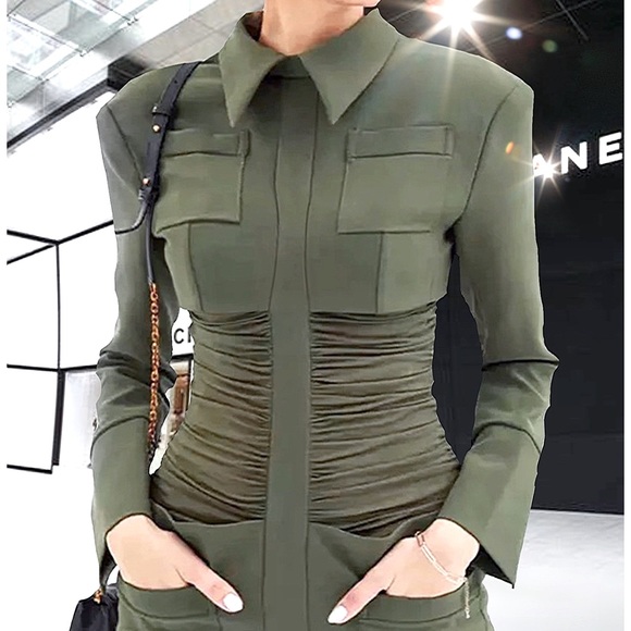 Army Cape Designer Mini Dress. - Picture 12 of 17